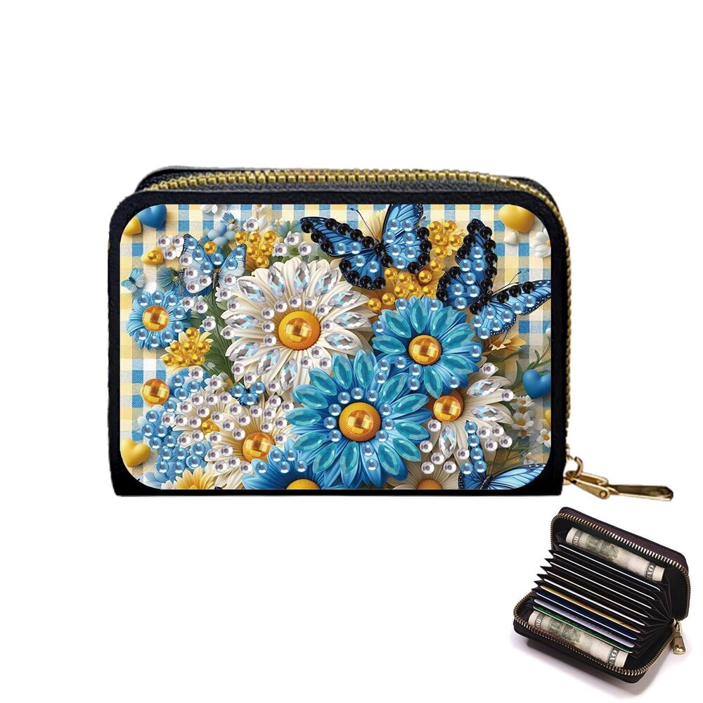 8116 Credit Card Coin Holder, DIY Diamond Art Painting Leather Zipper Card